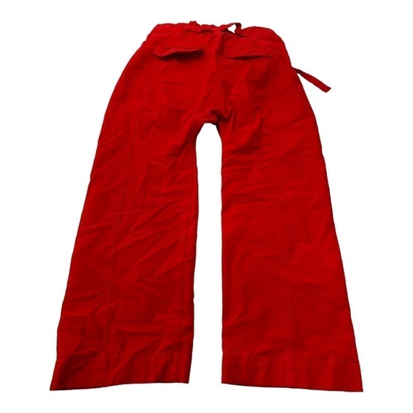 Free People High Rise Drawstring Straight Leg Red Pant - Picture 8 of 9